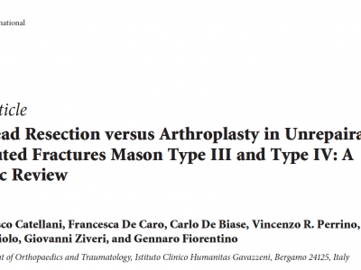 Pubblicazione su rivista internazionale riguardante le fratture di capitello radiale