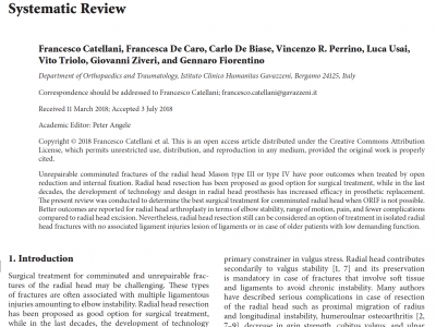 Radial Head Resection versus Arthroplasty in Unrepairable Comminuted Fractures  